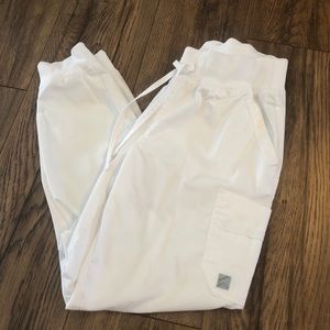 White joggers scrubs pants - small petite